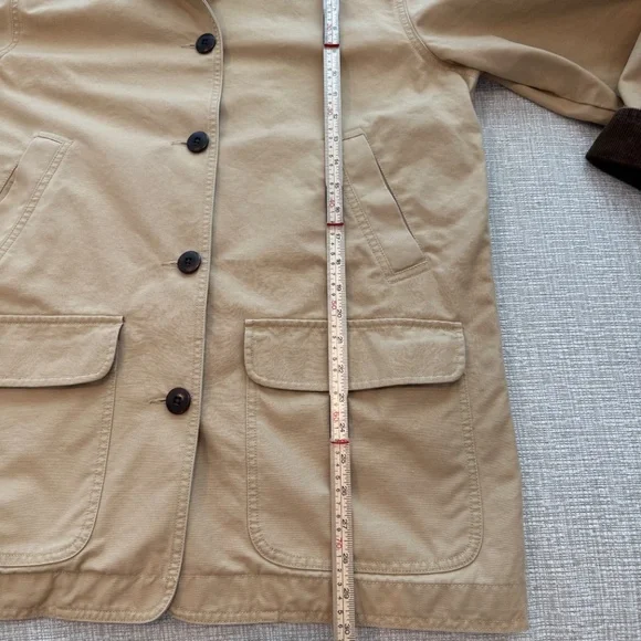 LL Bean Adirondack Chore Barn Coat Jacket Women’s Beige Corduroy Collar Cuff  L - Picture 15 of 15